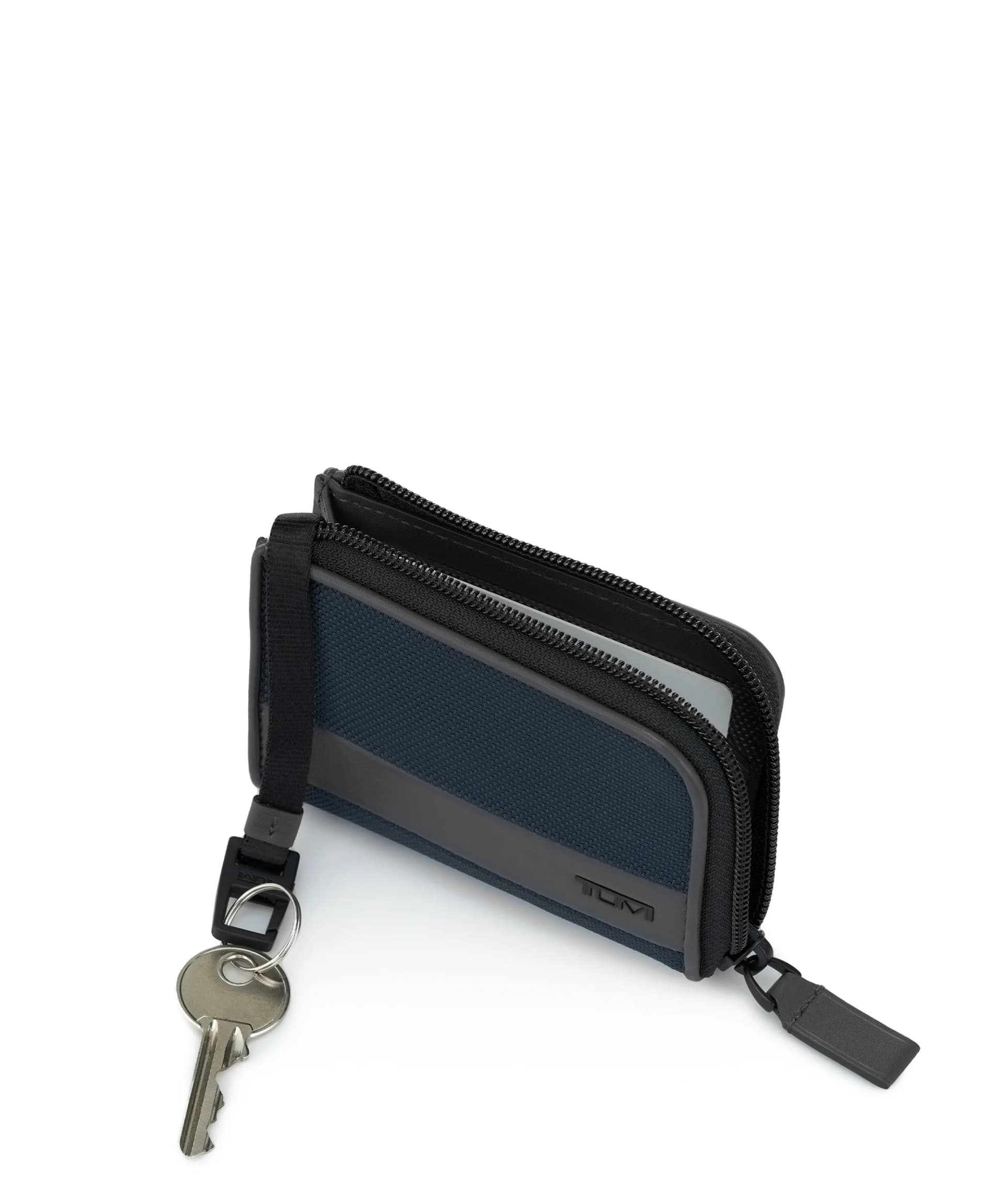 Alpha SLG – Porte-Cartes Zippé Navy et Gris