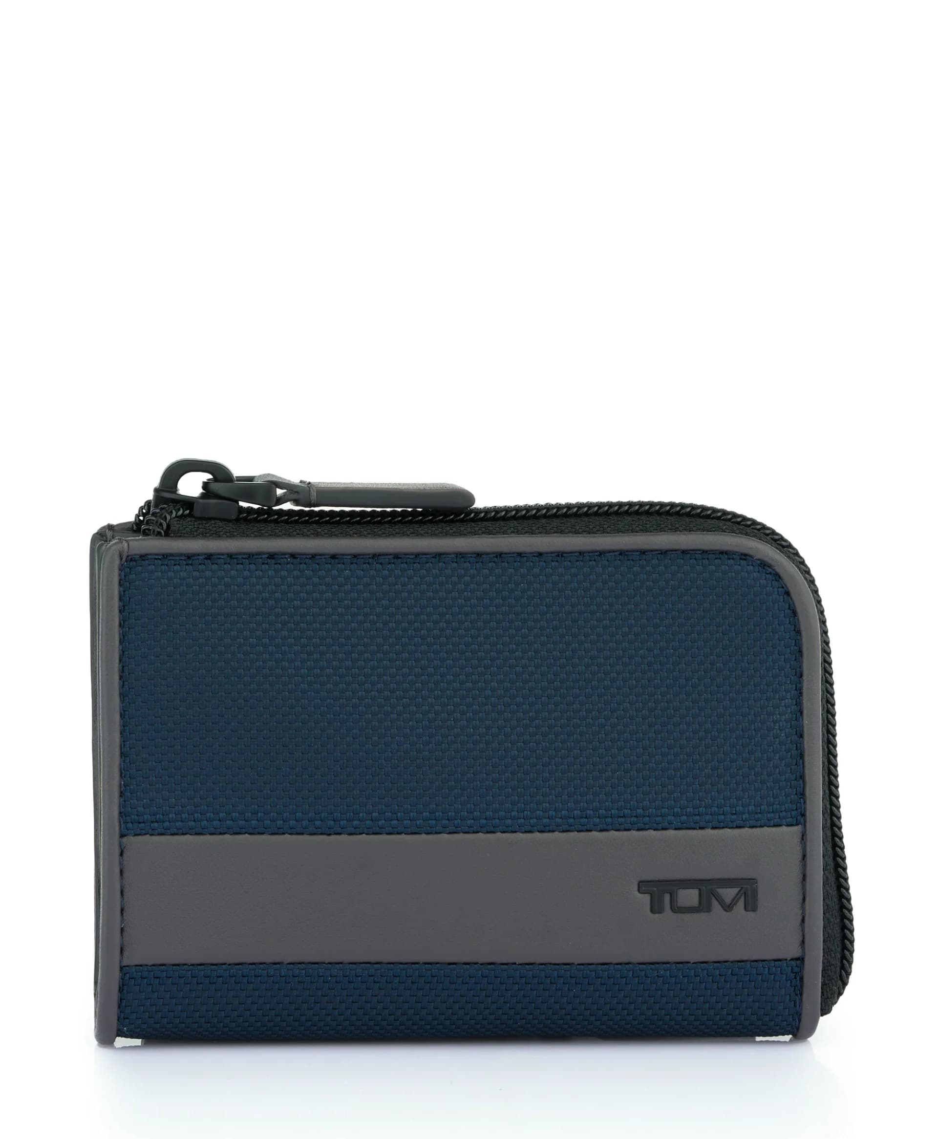 Alpha SLG – Porte-Cartes Zippé Navy et Gris